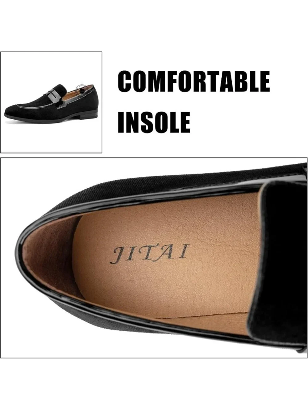 Men's Black24 Rubber Velvet Loafers Low Heels Round Toe Tuxedo Wedding Shoes